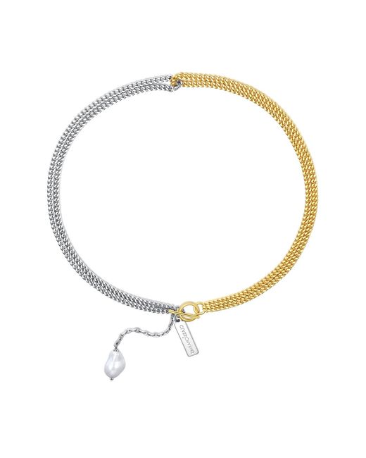 Classicharms Metallic Two Tone Chain Baroque Pearl Necklace