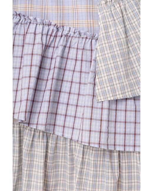 Amy Lynn Gray Thea Multi Check Smocked Tiered Skirt