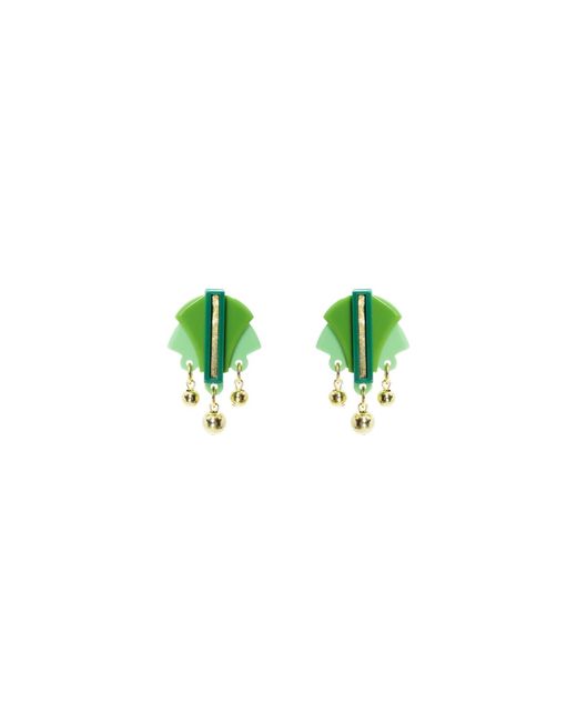 Gissa Bicalho Green Acrylic Handmade Earring Oca Pale