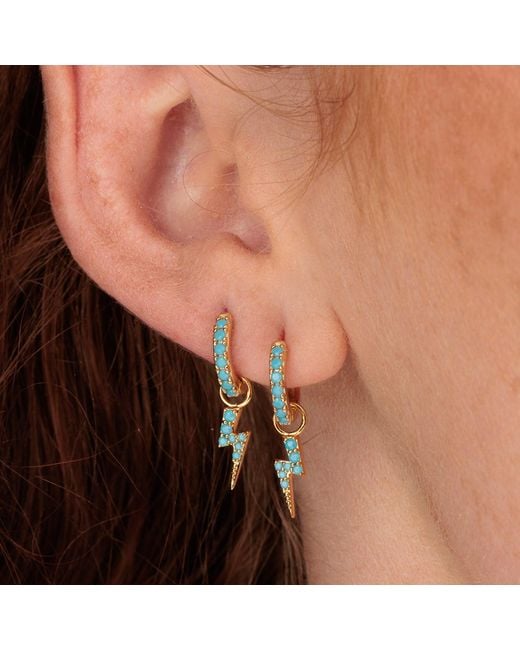 Scream Pretty Metallic Lightning Bolt Charm Hoop Earrings
