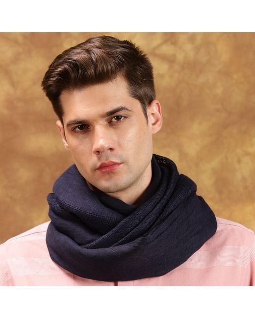 Heritagemoda Blue Handmade Dark Linen Scarf for men