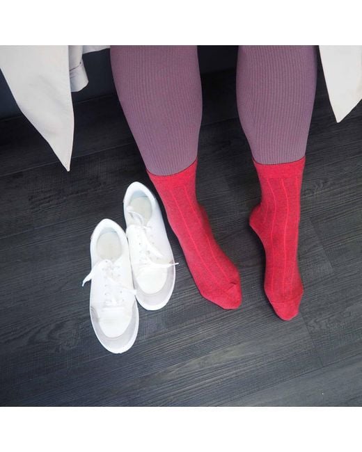 Peper Harow - Made in England Red Indulgent Cashmere Socks