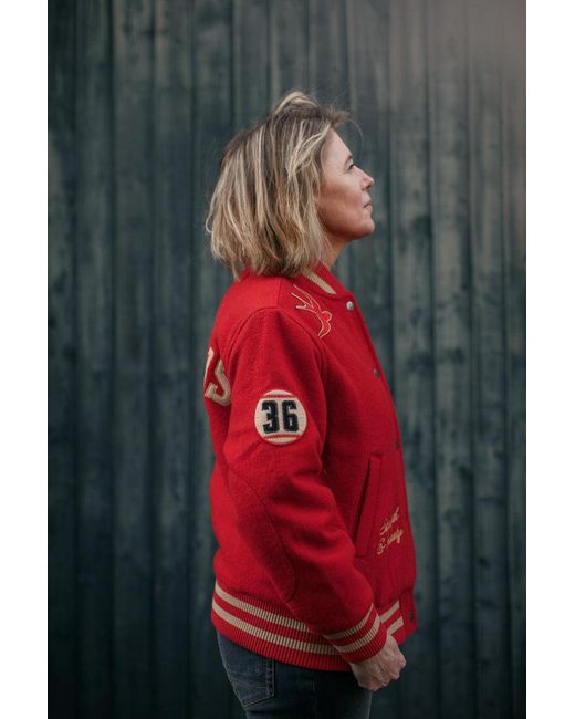 &SONS Trading Co Red Damsons Nancy Baseball Jacket Vintage