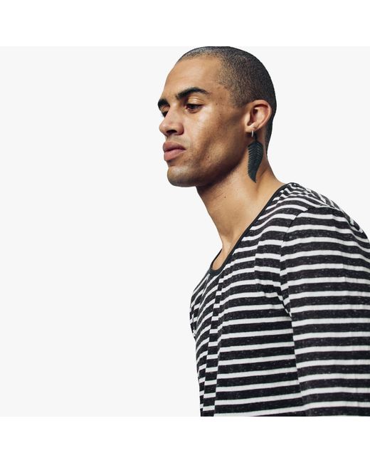 Other Uk Black Long Sleeve Stripe T-Shirt for men