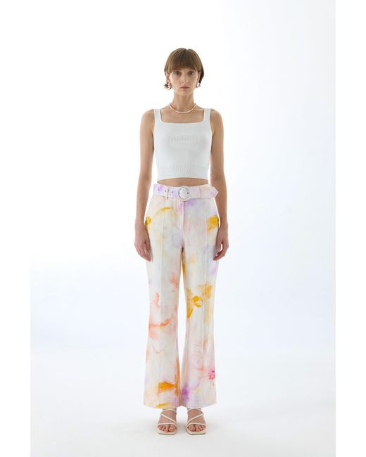 We Are Kindred Pink Josephine Flare Belt Pants-Rose