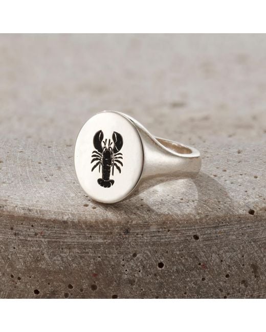 Posh Totty Designs White S Sterling Silver Lobster Signet Ring for men