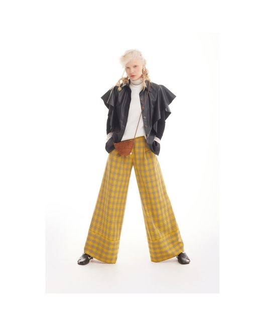 Julia Allert Yellow Button Front Palazzo Trousers