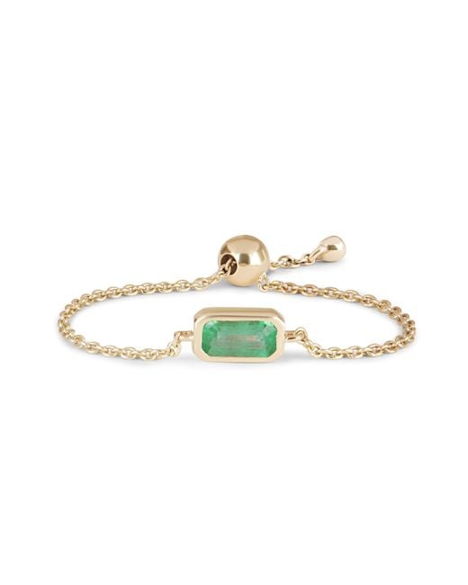 Zohreh Metallic Emerald Adjustable Chain Ring 9K