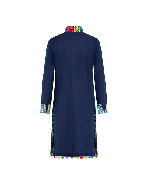 Beatrice von Tresckow Blue Verdon Linen Nehru Jacket