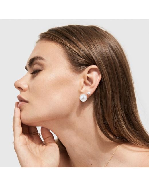 Ora Pearls White Large Pearl Studs Earrings