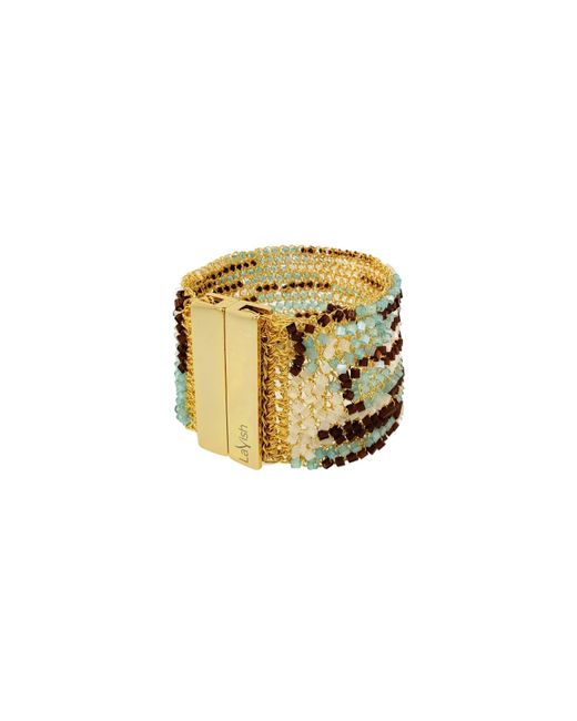 Lavish by Tricia Milaneze Metallic Blue & Brown Mix Signature Handmade Crochet Bracelet