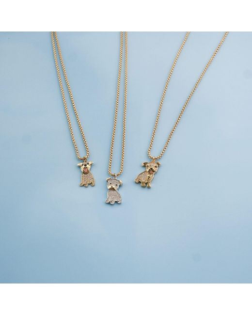 Cloud Haven Metallic Mini Cz Pit Bull Pendant Necklace