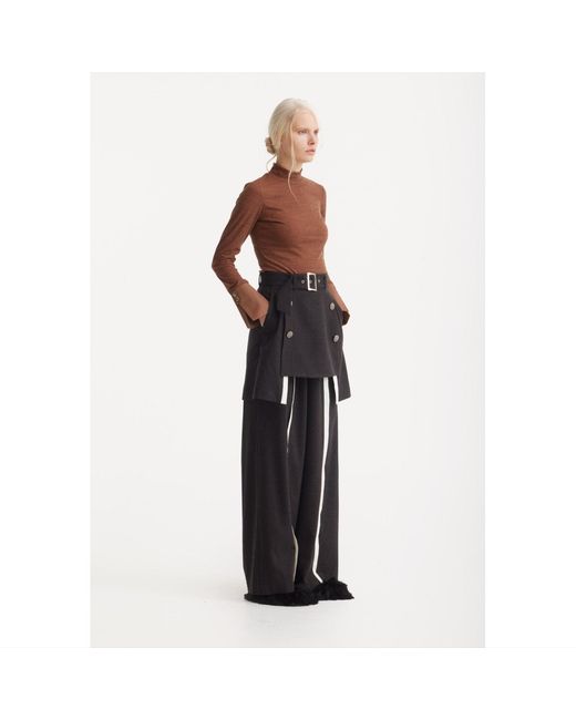 Julia Allert Black Tailored Wool-Blend Trousers With Skirt Overlay – Dark