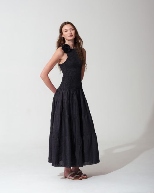 MARICEL Red Valentina Linen Maxi Dress