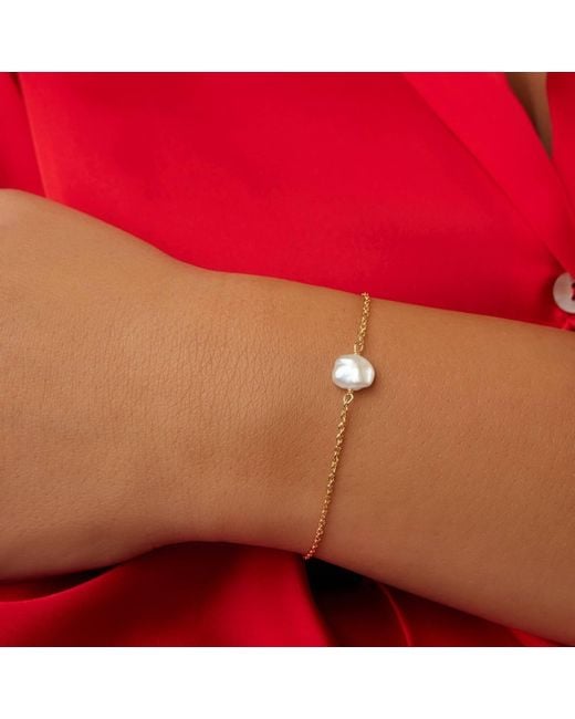 Jovonna London Metallic Koro Keshi Pearl Adjustable Bracelet