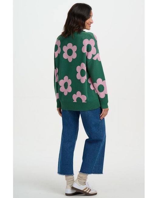 Sugarhill Green Leona Sweater, Fresh Flowers