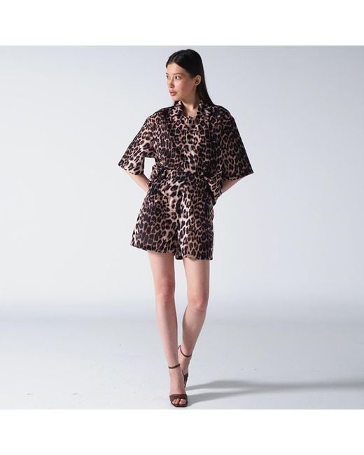 LOVEIST STORE Black Leopard Print Oversized Shirt