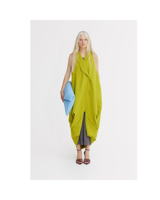 Julia Allert Yellow Long Double Breasted Blazer Vest