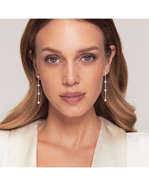 Lily & Roo White Four Pearl Drop Earrings
