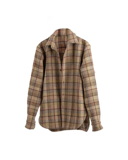 Charkha & Loom Brown Neutrals Sirius Plaid Shirt Shacket Checks for men
