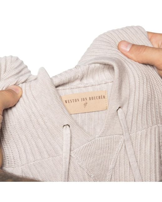 Weston Jon Boucher White Dune Ottoman Knit Luxury Hoodie With Silk & Wool for men