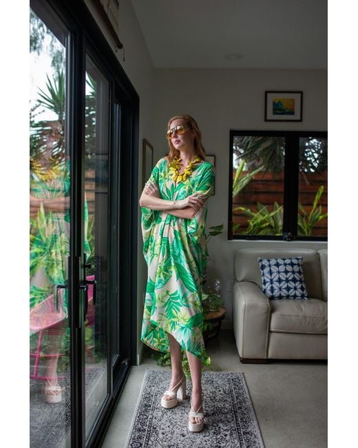 Jennafer Grace Green Canopy Nude Caftan