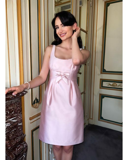 Santinni Pink 'Sabrina' 100% Wool & Silk Dress
