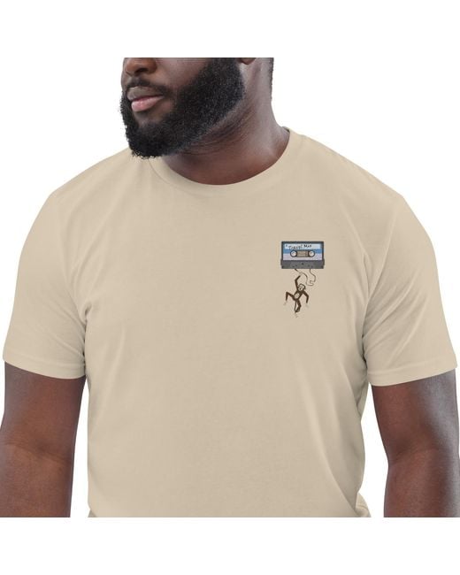Anchor and Crew Natural Neutrals Desert Dust Cassette Monkey Organic Cotton Embroidered T-Shirt for men