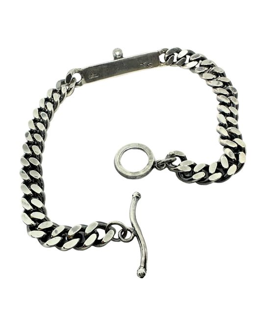 Tg-Jewellery by Tamara Gervasio Metallic Skull Plate Bracelet – Sterling, Handmade Curb Chain, T-Bar Clasp for men