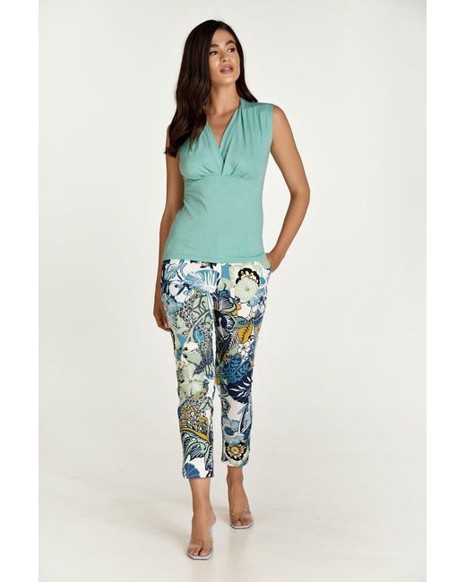 Conquista Green Mint Sleeveless Faux Wrap Top