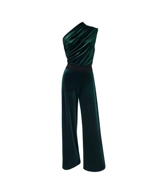 Me & Thee Blue Off The Wall Velvet Jumpsuit