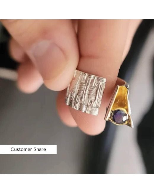German Kabirski Metallic Accalia Ring With Sapphire
