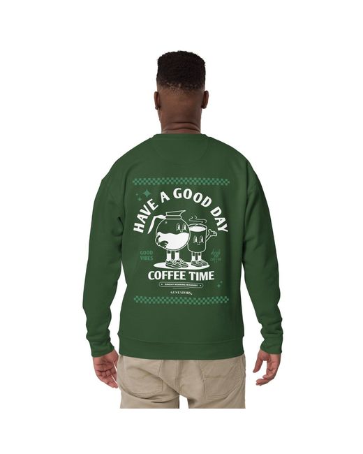 Anchor and Crew Green Forest Gustatory Have A Good Day Cotton Blend Embroidered Sweatshirt