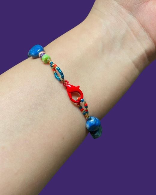 Desert Lobby Blue Horsey – Beaded Bracelet With Murano Glass Seahorse