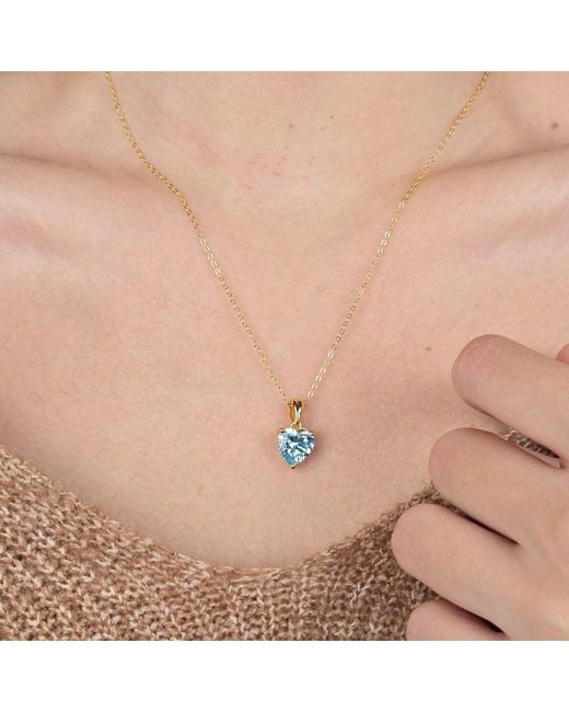 Harfi Blue Heart Aquamarine March Birthstone Necklace