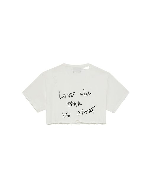 Come on White Joy Division Love Will Tear Us Apart Cropped Tee — Distressed for men