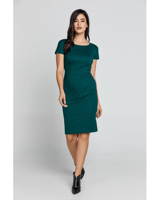 Conquista Green Fitted Emerald Cap Sleeve Dress Fashion