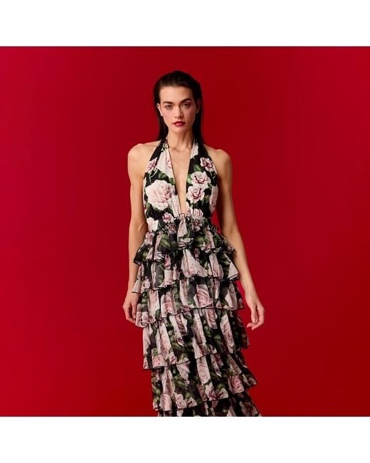 Nur Karaata Metallic Florentina Bloom Dress