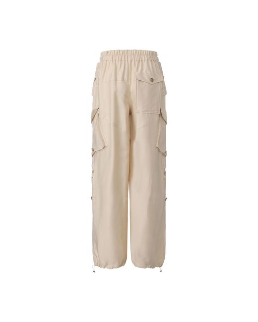 FRONT ROW SHOP Natural Neutrals Ibiza Double Waist Trousers Ivory