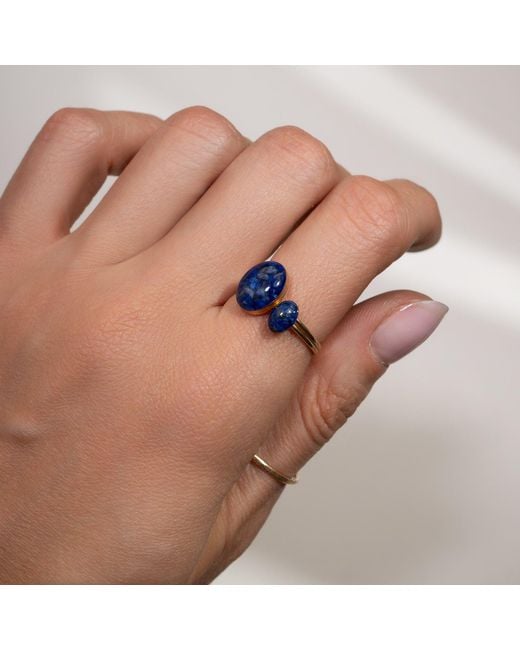 Kate Koel Blue Dainty Lapis Lazuli Ring — Oval-Filled Ring