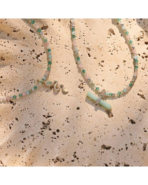 Zohreh Green Chrysoprase T-Bar Pendant 9K