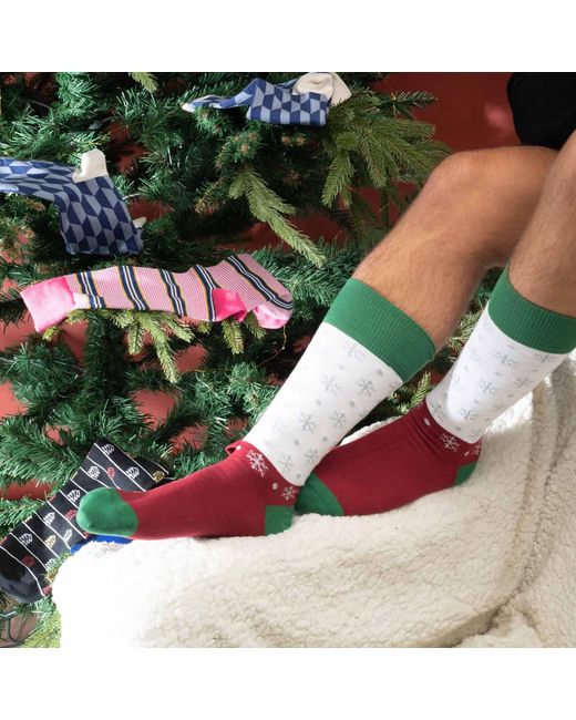 Peper Harow - Made in England Blue Tri & Snowflake Socks Bundle for men