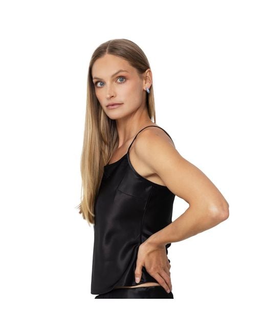 Self-Adore Black Olivette Satin Top