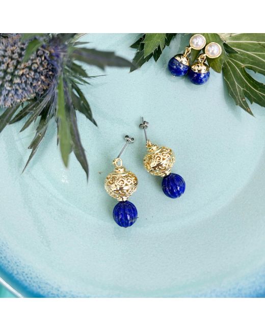 Farra Blue Vintage Style Lapis Stud Earrings