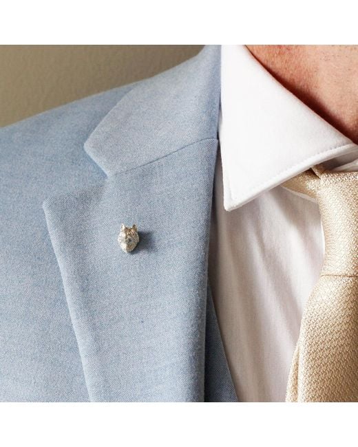 Lee Renee Metallic Wolf Lapel Pin – for men