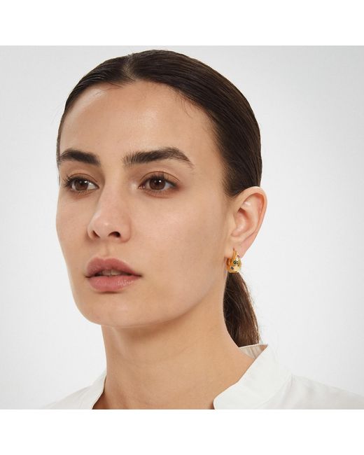 Miss Cecilia Metallic Sapphire Dome Hoop Earrings