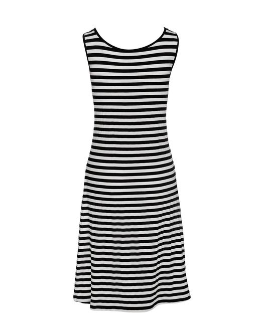 Conquista Black Striped Dress With Tie Waist