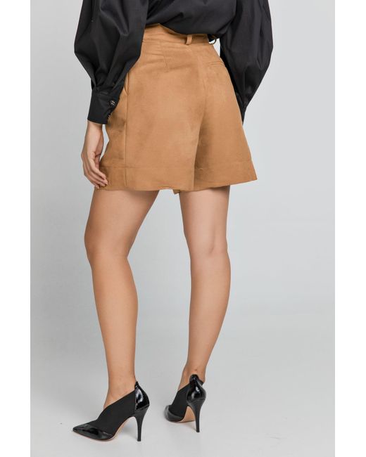 Conquista Natural Taupe Faux Leather Bermuda Shorts