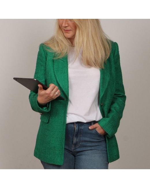 Nuvv Collection Green Casual Tweed Blazer