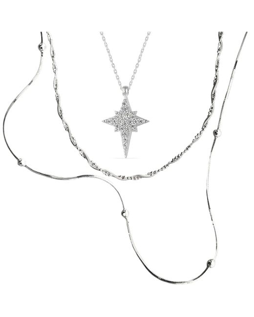 Spero London White Necklace Layering Set Beaded Twisted And Northern Starburst Star